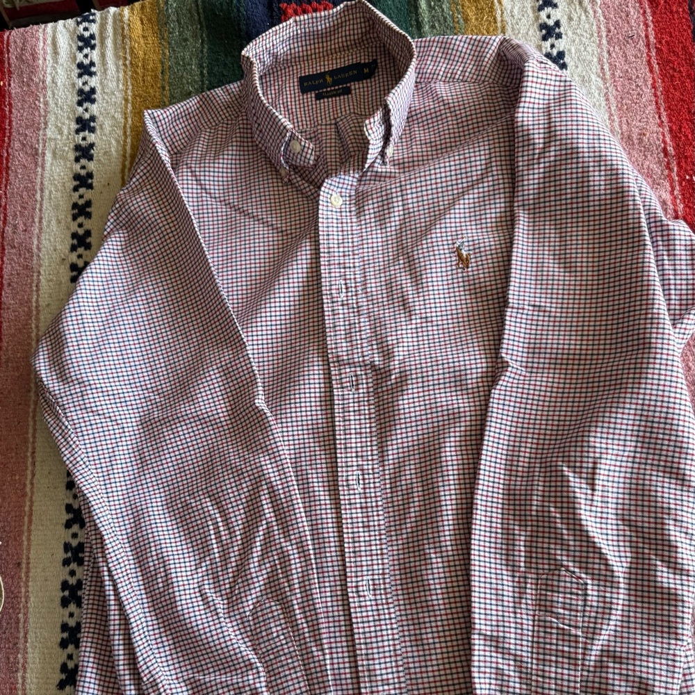 Ralph Lauren Men's Red and White Checkered Shirt